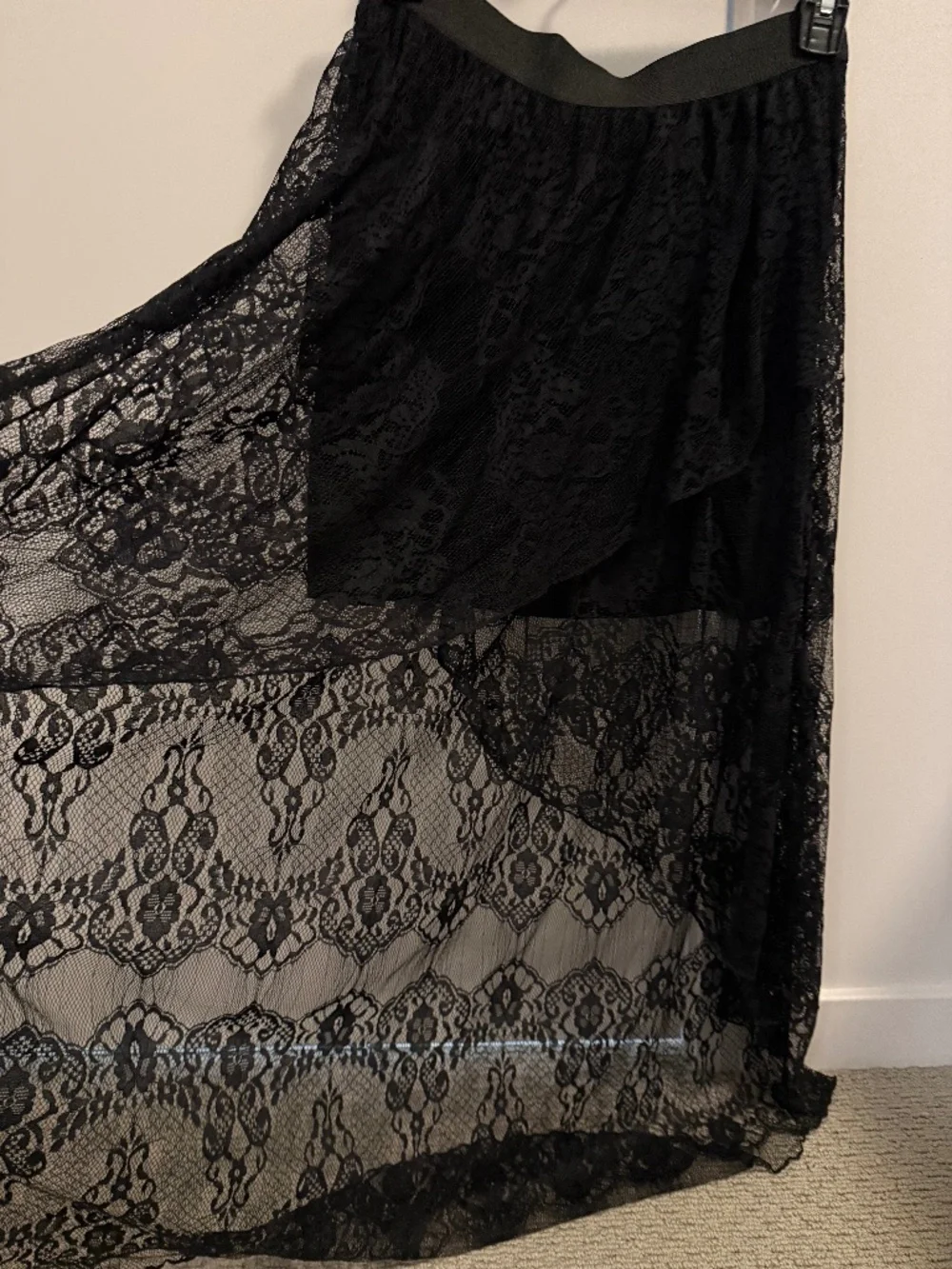 CECICO Black Lace High-Low Maxi Skirt Size Small Gothic Boho - Picture 3 of 5